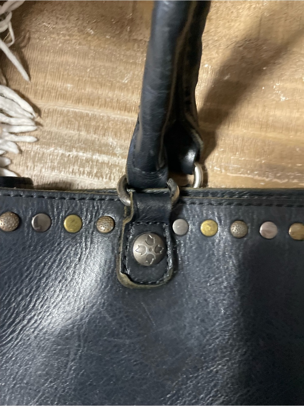 Patricia Nash Black Studded Leather Tote Bag